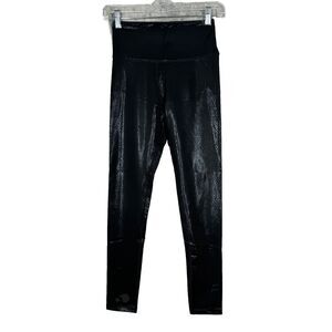 Elerctric Yoga Pants Womens XS Black Skinny Leg Shiny Snake‎ Print Rocker Edgy